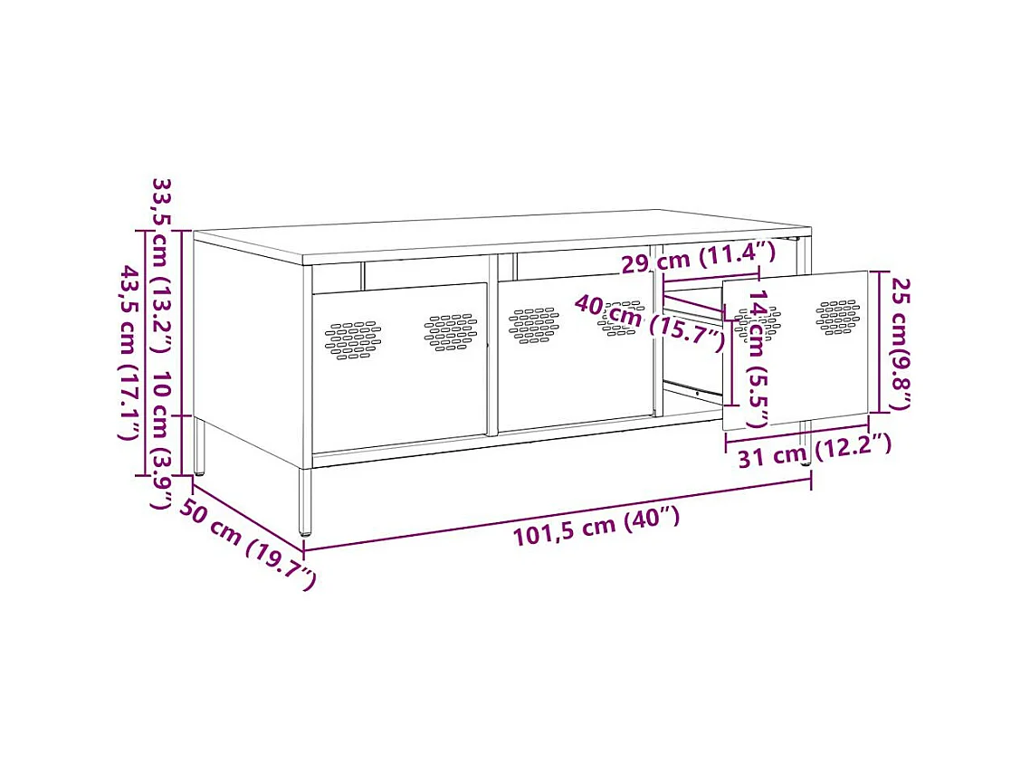 Salontafel 101,5x50x43,5 cm koudgewalst staal olijfgroen