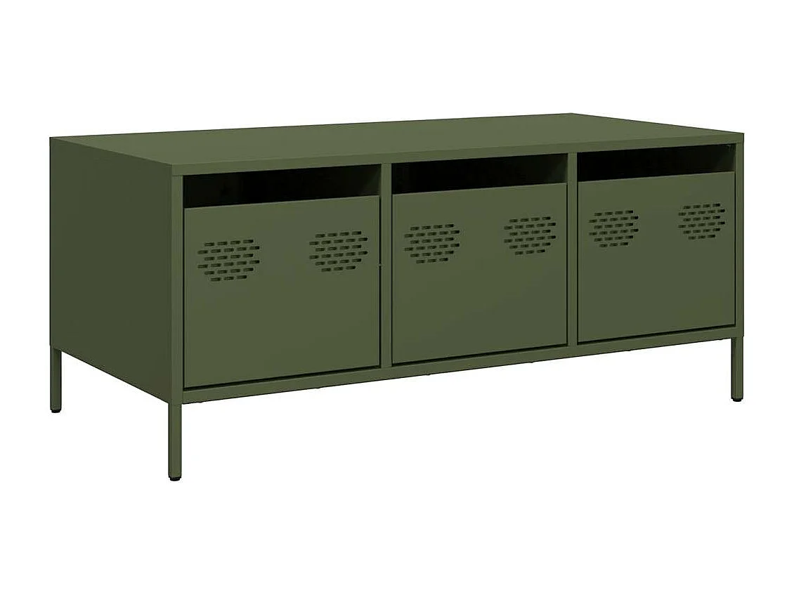 Couchtisch Olivgrün 101,5x50x43,5 cm Kaltgewalzter Stahl