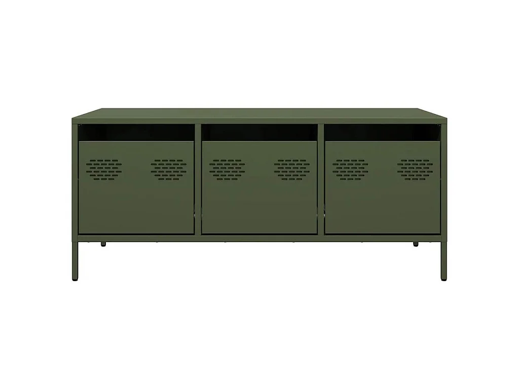 Table basse vert olive 101,5x50x43,5 cm acier laminé à froid