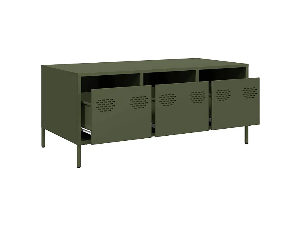 Table basse vert olive 101,5x50x43,5 cm acier laminé à froid