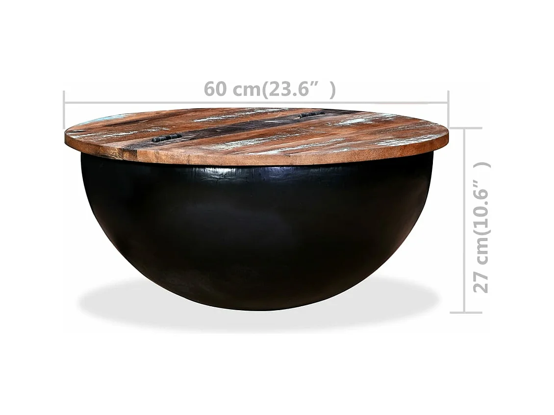 Couchtisch Altholz Massiv Schwarz Schüsselform