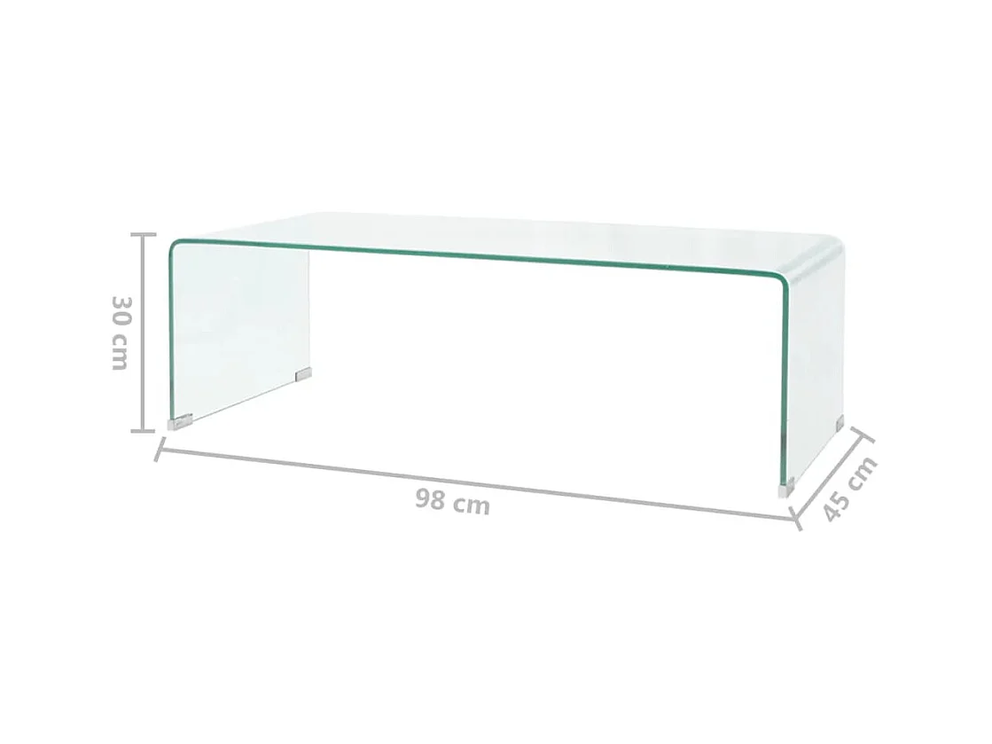 Tavolino da Salotto in Vetro Temperato 98x45x30 cm Trasparente