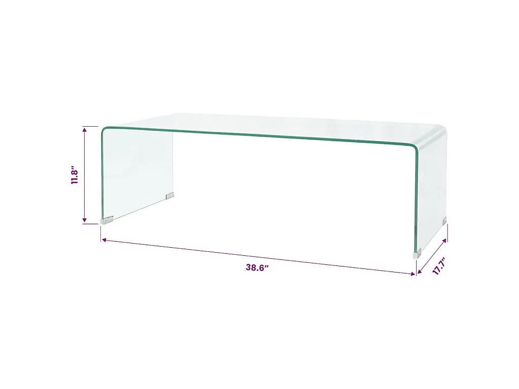 Table basse 98x45x30 cm Verre trempé Transparent