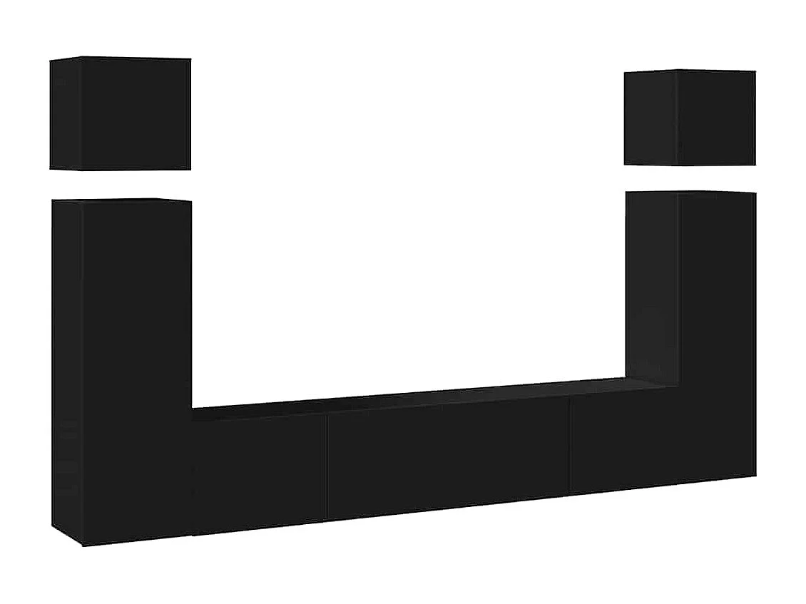 Ensemble de meuble TV 8 pcs Noir Bois d'ingénierie