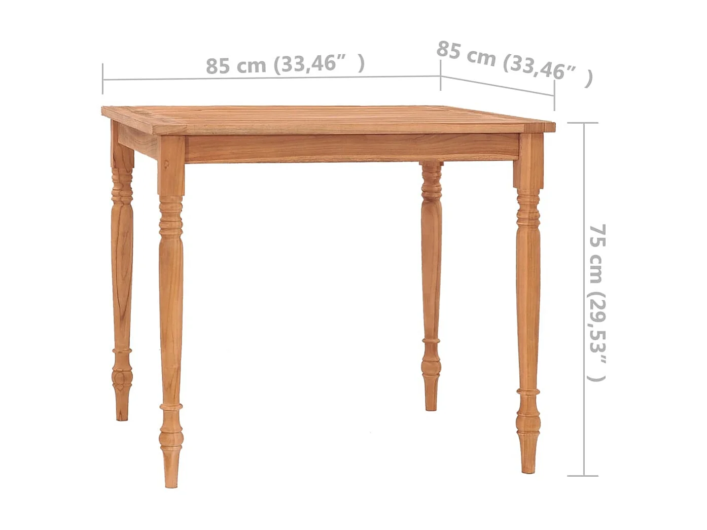 Table Batavia 85x85x75 cm Bois de teck massif