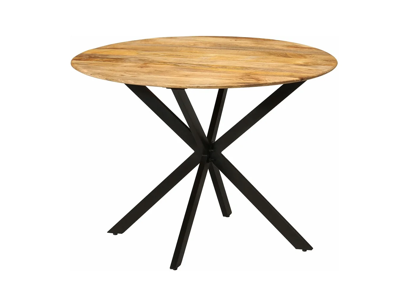 Tavolo da Pranzo Ø110x78cm in Legno Massello di Mango e Acciaio