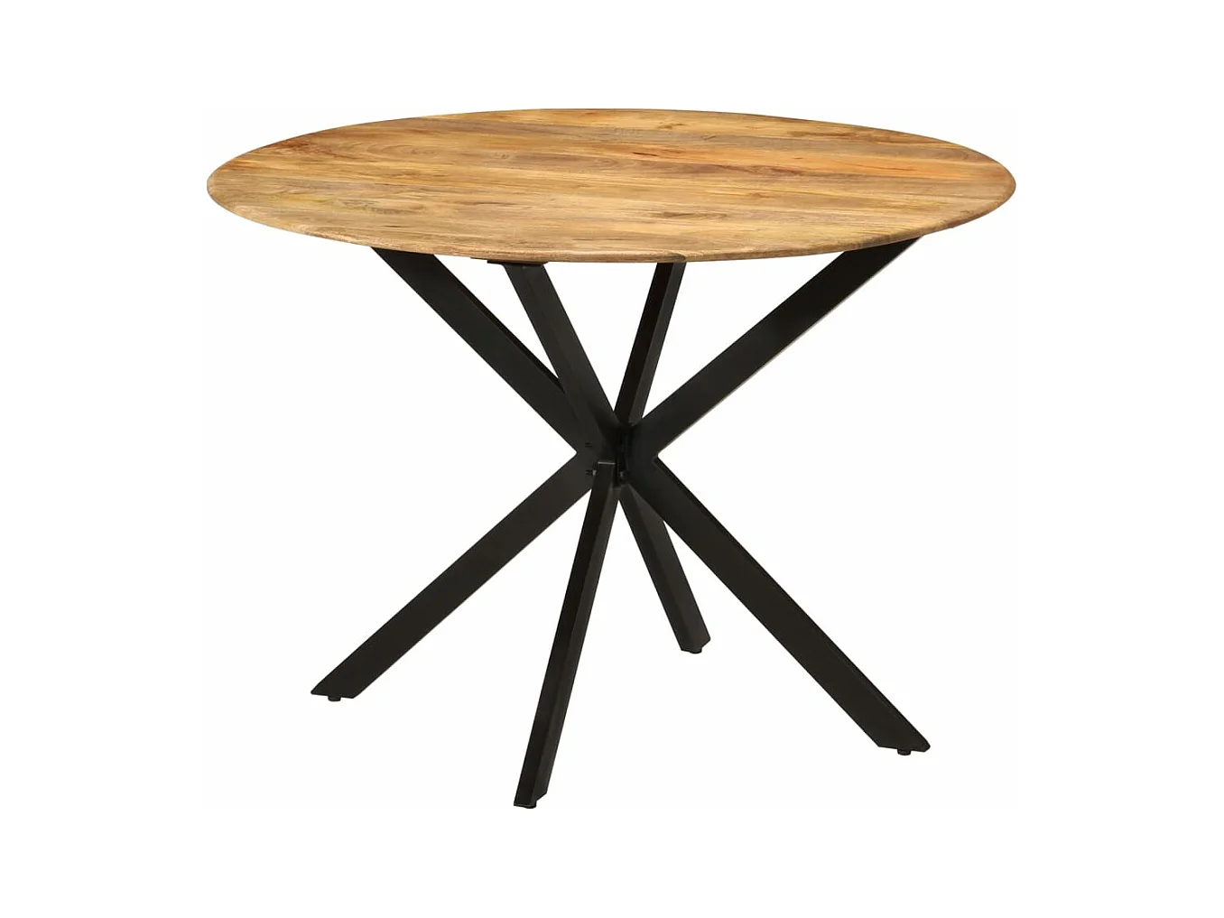 Tavolo da Pranzo Ø110x78cm in Legno Massello di Mango e Acciaio