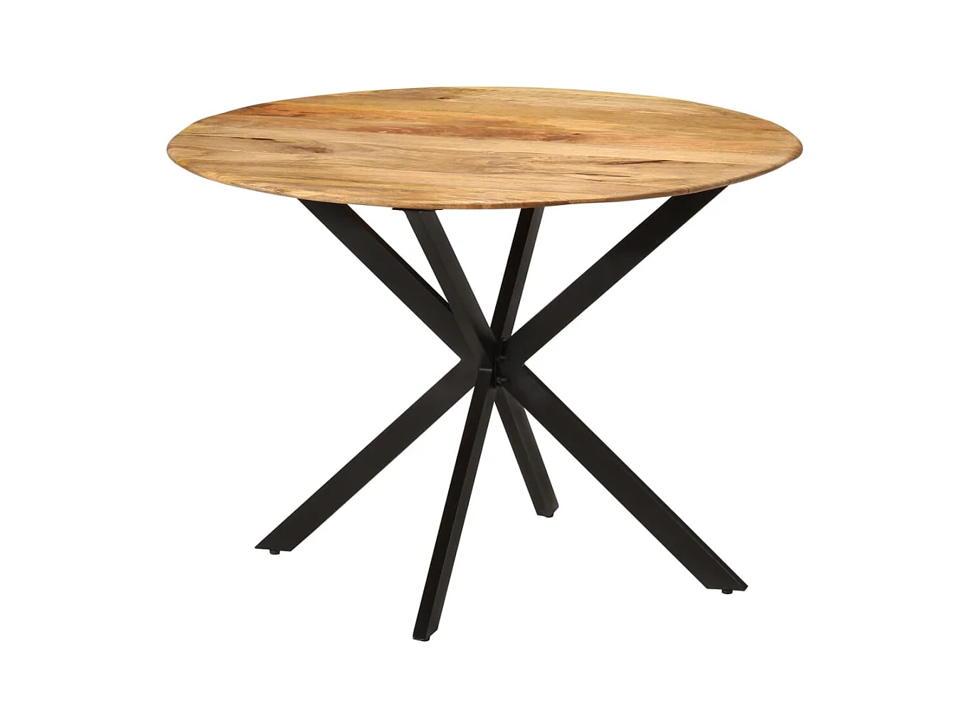 Tavolo da Pranzo Ø110x78cm in Legno Massello di Mango e Acciaio