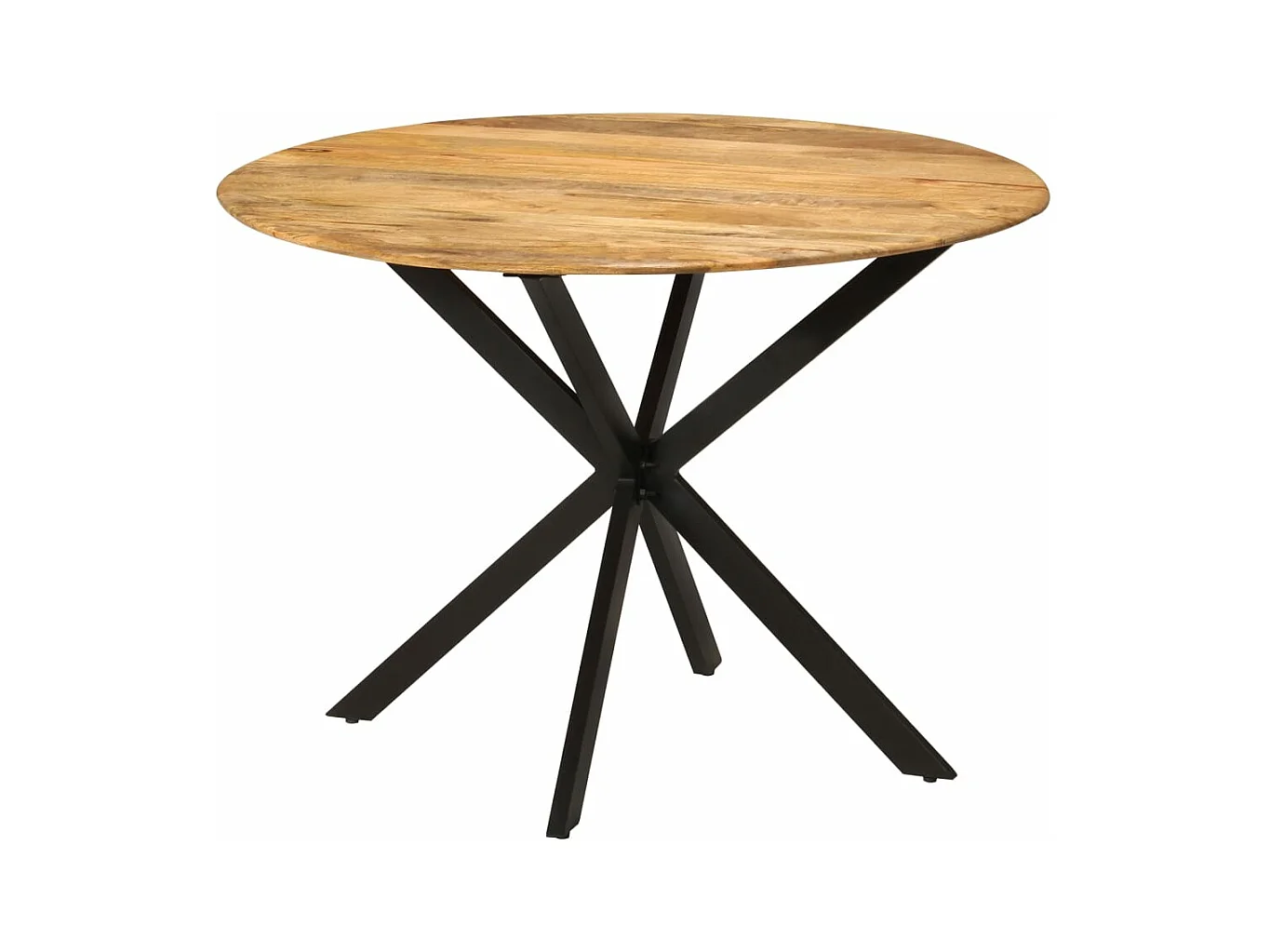 Tavolo da Pranzo Ø110x78cm in Legno Massello di Mango e Acciaio