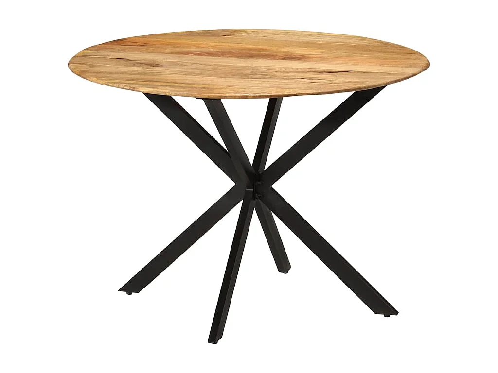 Table à dîner Ø110x78 cm Bois de manguier massif et acier