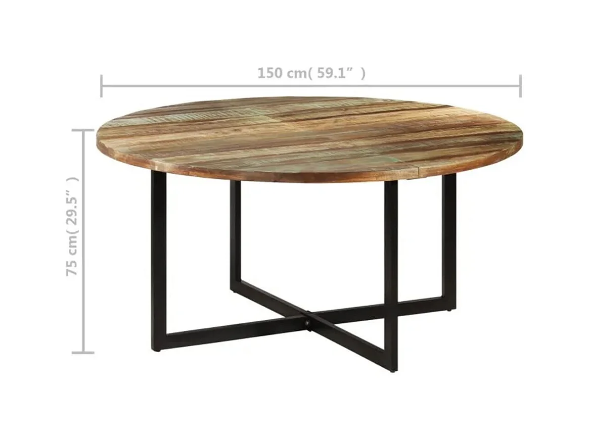 Mesa de jantar 150x75 cm madeira recuperada maciça