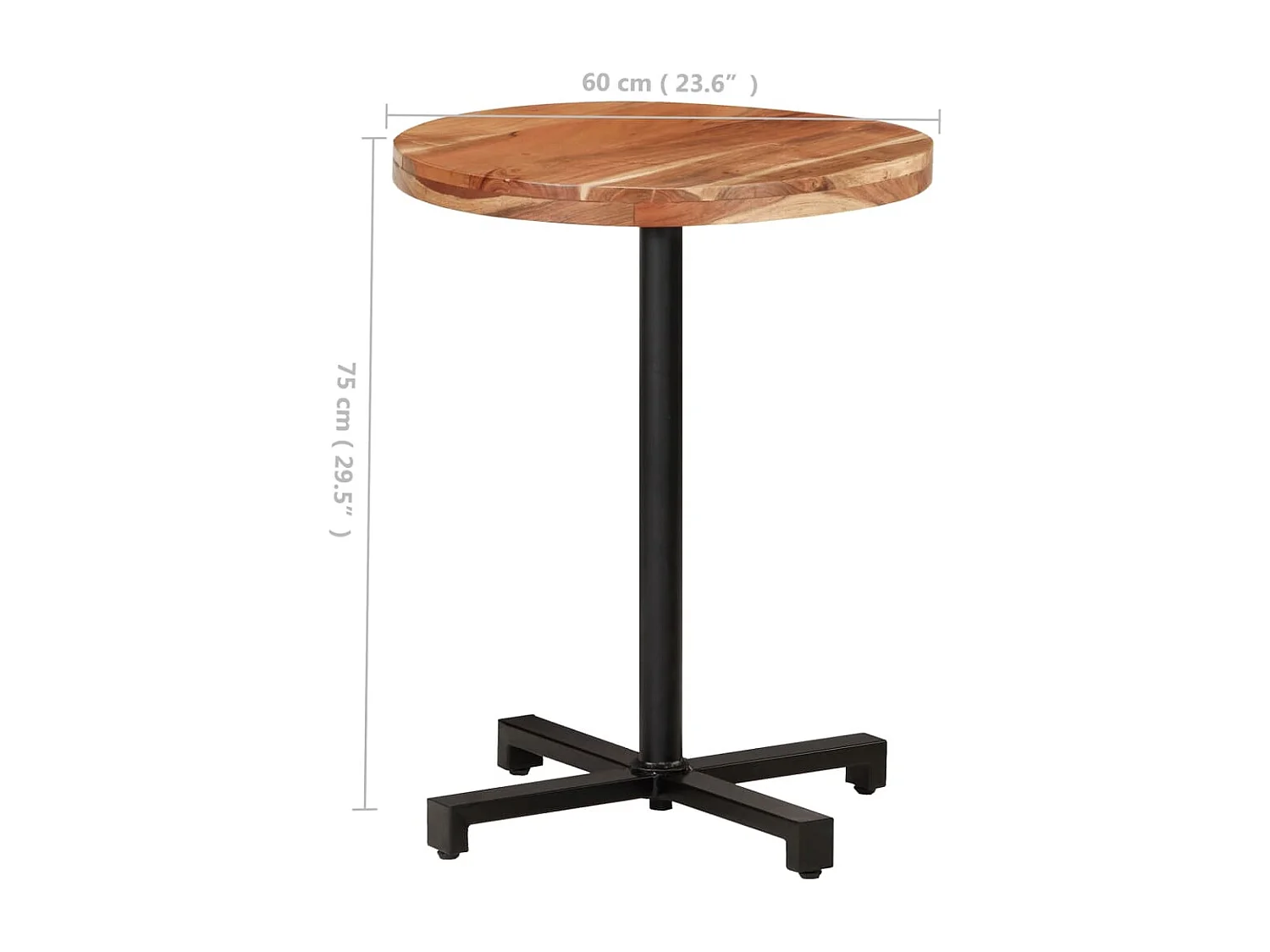 Tavolino da Bistrot Rotondo Ø60x75 cm in Legno di Acacia