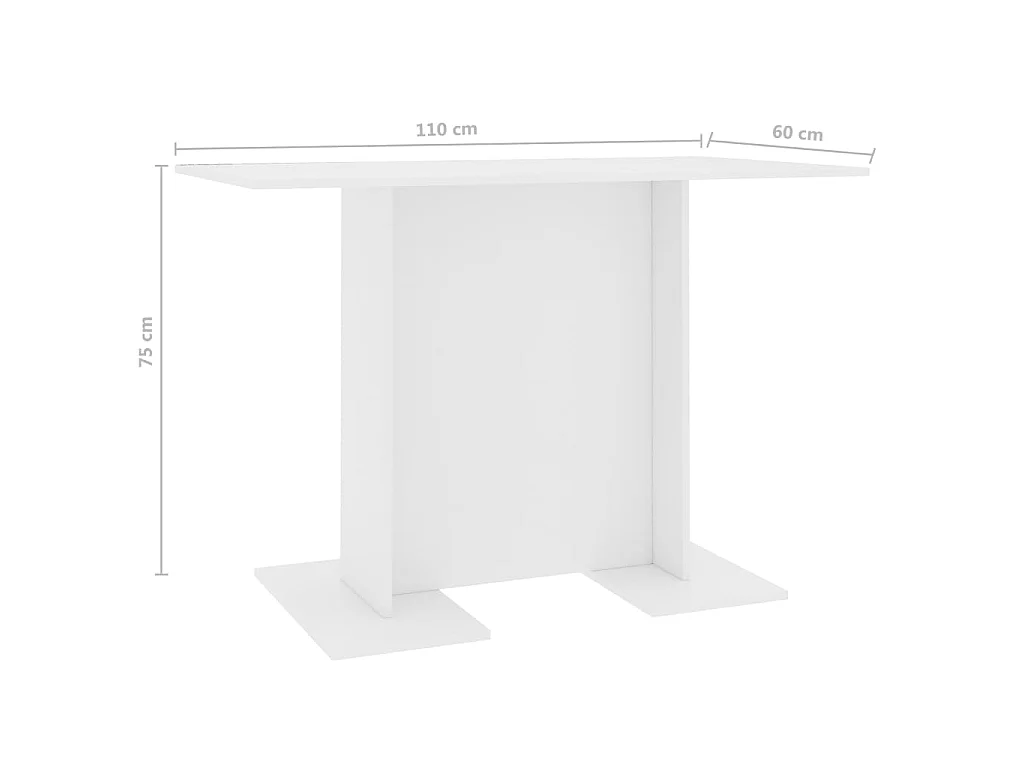 Table de salle à manger Blanc 110 x 60 x 75 cm Bois ingénierie