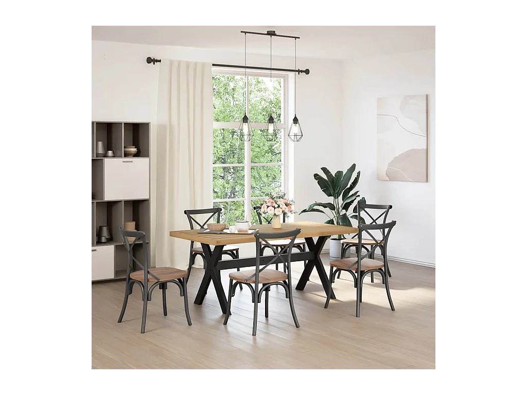 Table à manger NOAIN pieds en forme de X 180x90x75cm massif pin