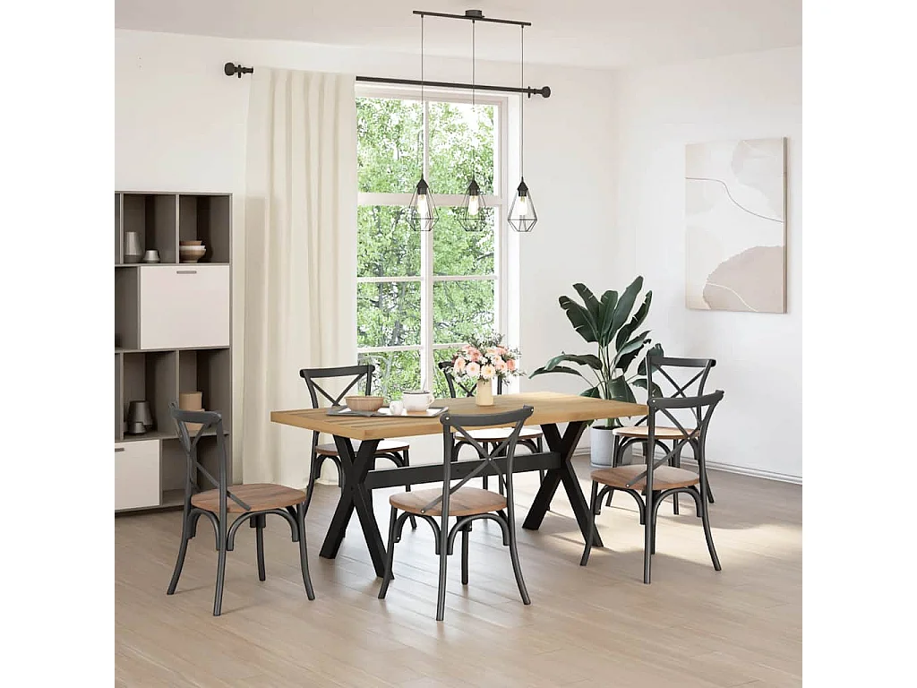 Table à manger NOAIN pieds en forme de X 180x90x75cm massif pin