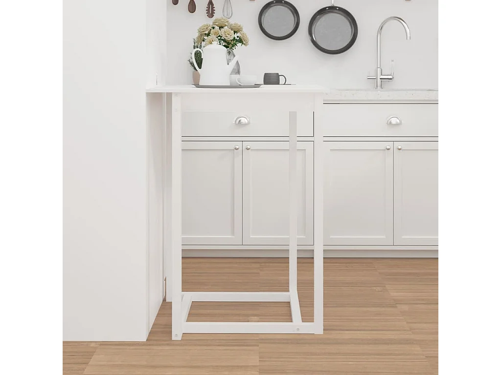 Table de bar Blanc 80x80x110 cm Bois massif de pin