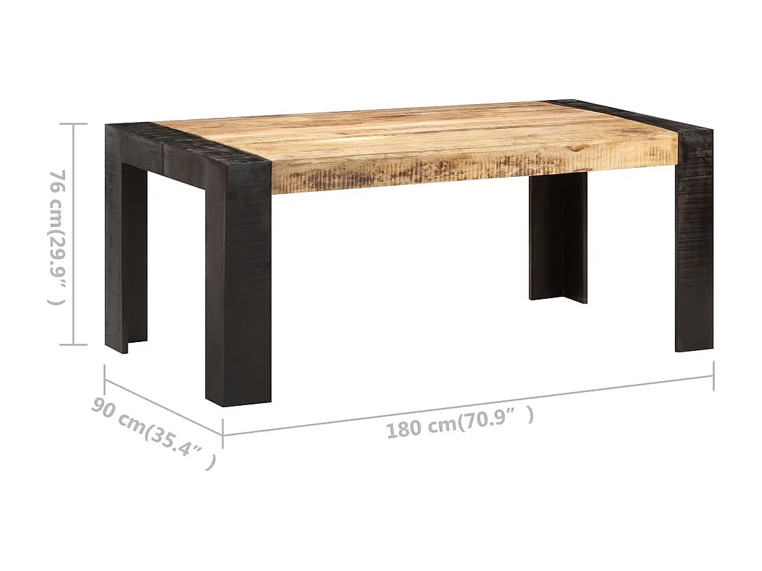 Eettafel 180x90x76 cm massief mangohout