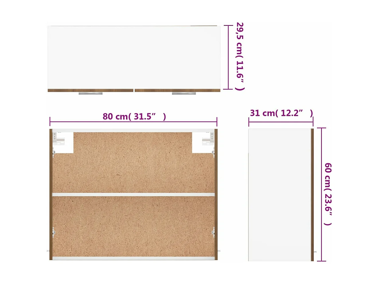 Hängeschrank Lyon Braun Eichen-Optik 80x31x60 cm Holzwerkstoff
