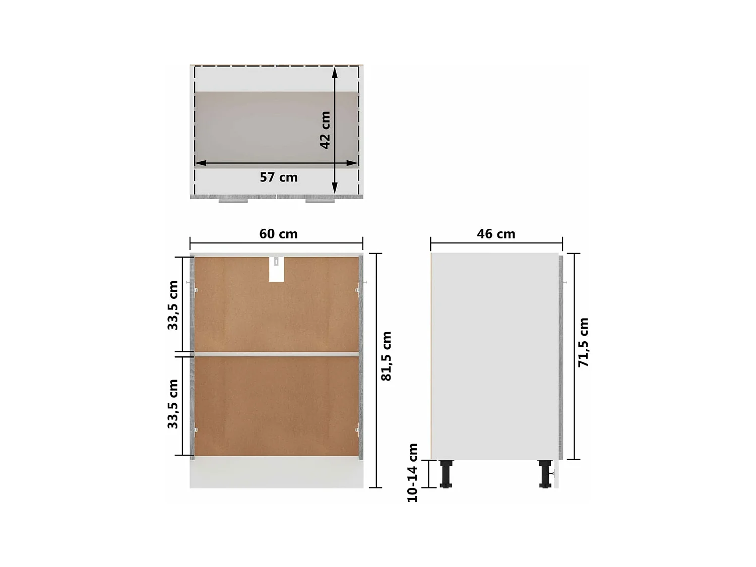 Meuble bas "Lyon" Gris Sonoma 60 x 46 x 81,5 cm Bois d'ingénierie
