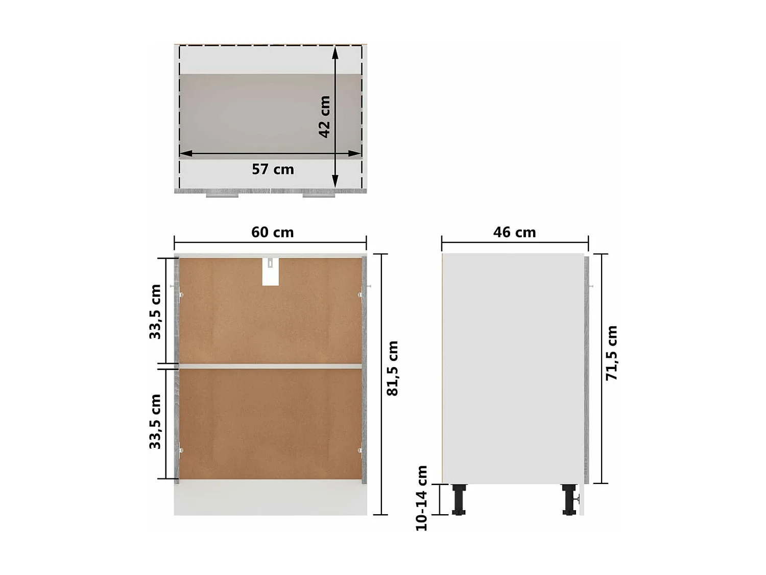 Meuble bas "Lyon" Gris Sonoma 60 x 46 x 81,5 cm Bois d'ingénierie