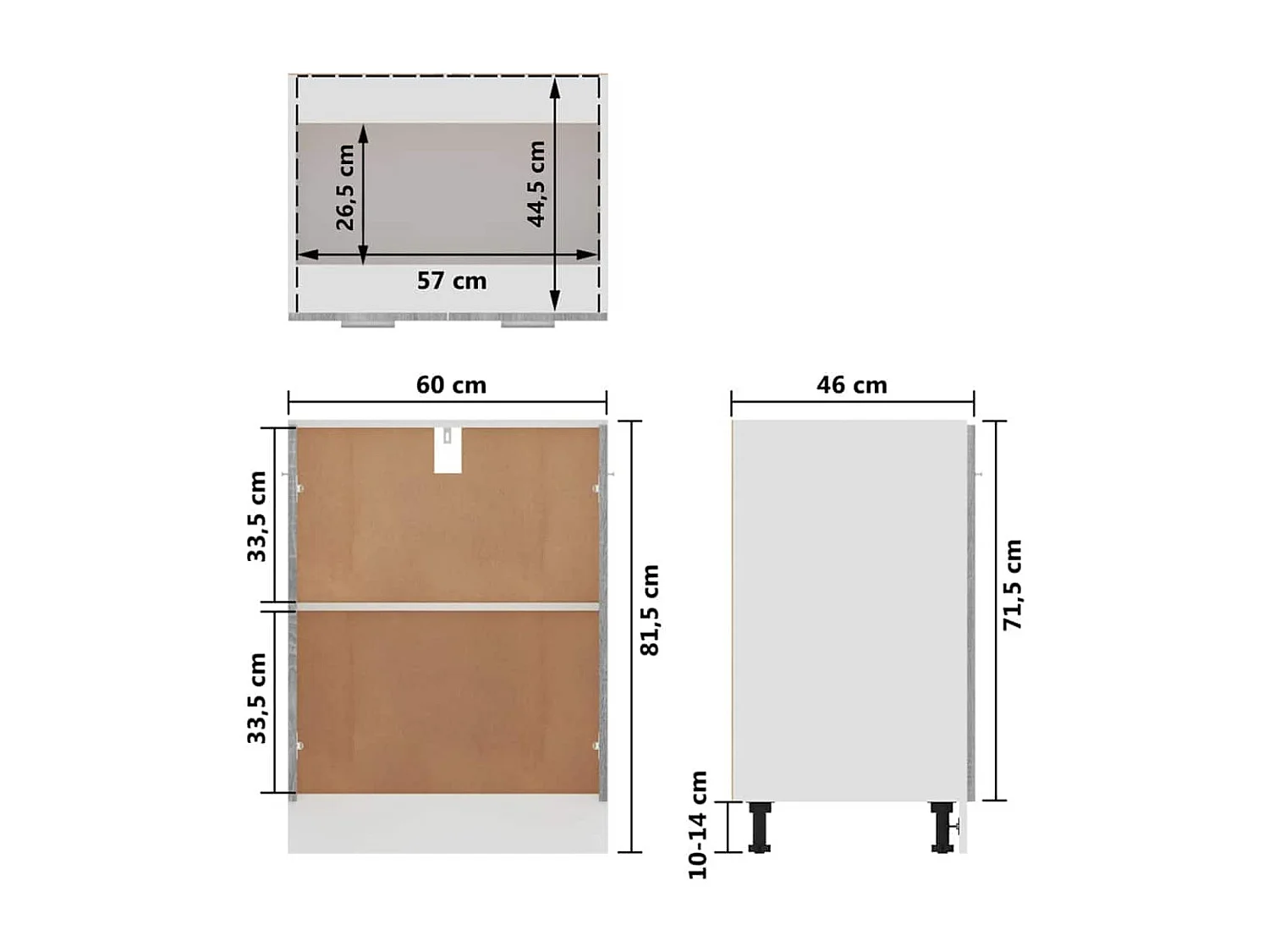 Meuble bas "Lyon" Gris Sonoma 60 x 46 x 81,5 cm Bois d'ingénierie