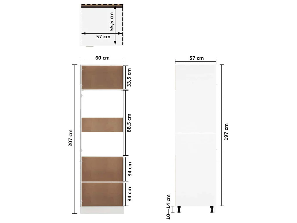 Armoire réfrigérée "Lyon" Blanc 60 x 57 x 207 cm Bois d'ingénierie