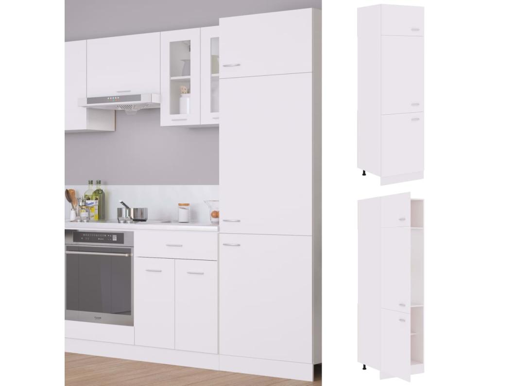 Koelkastkast Lyon 60x57x207 cm bewerkt hout wit