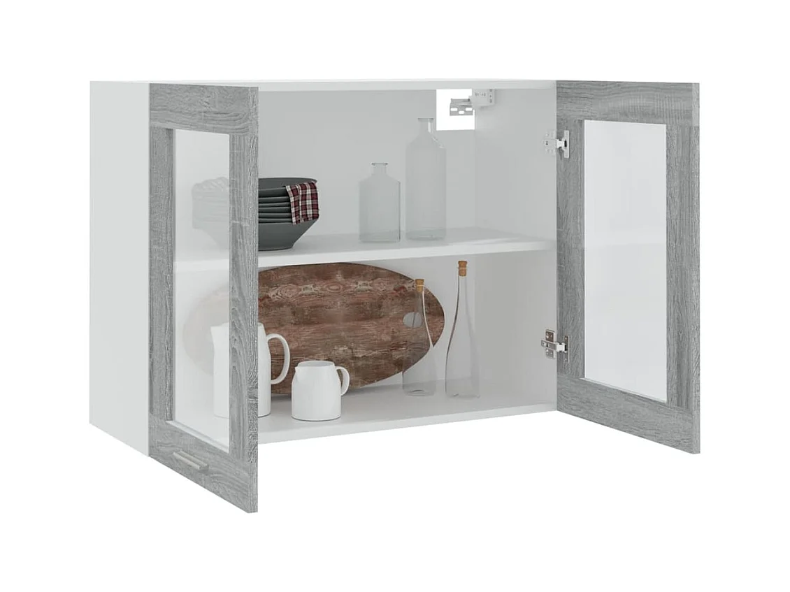Vitrine suspendue "Lyon" Gris Sonoma 80 x 31 x 60 cm Bois d'ingénierie