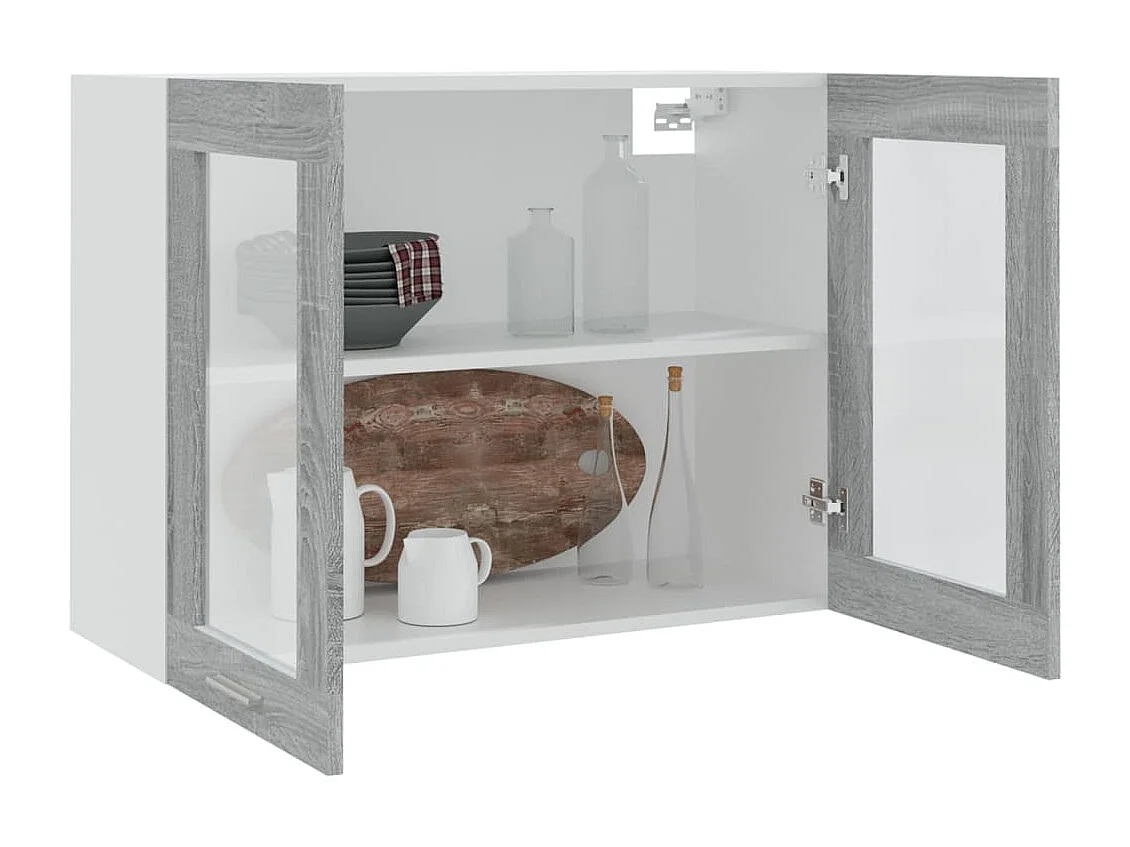 Vitrine suspendue "Lyon" Gris Sonoma 80 x 31 x 60 cm Bois d'ingénierie