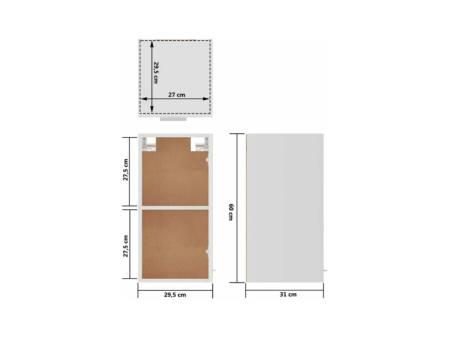 Hängeschrank Lyon Weiß 29,5x31x60 cm Holzwerkstoff