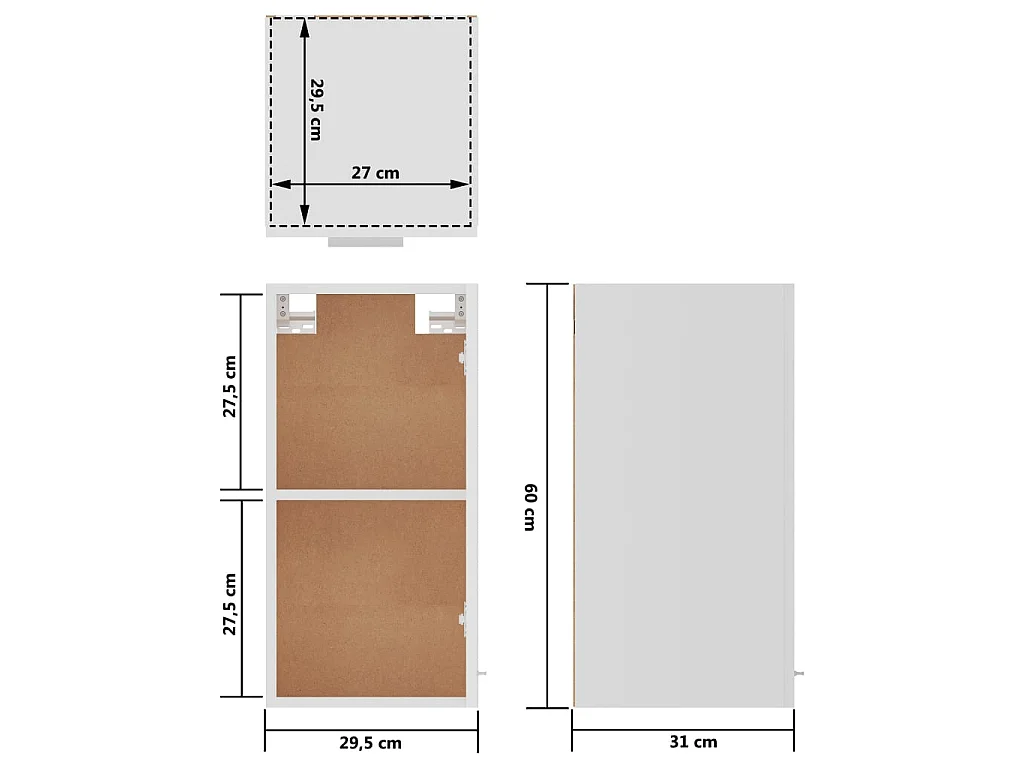 Bovenkast Lyon 29,5x31x60 cm bewerkt hout wit