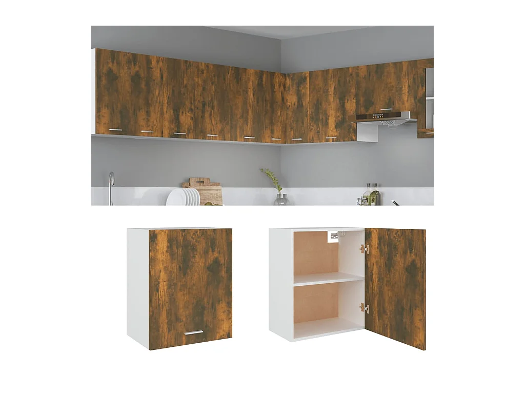 Armoire suspendue "Lyon" Chêne fumé 50 x 31 x 60 cm Bois d'ingénierie