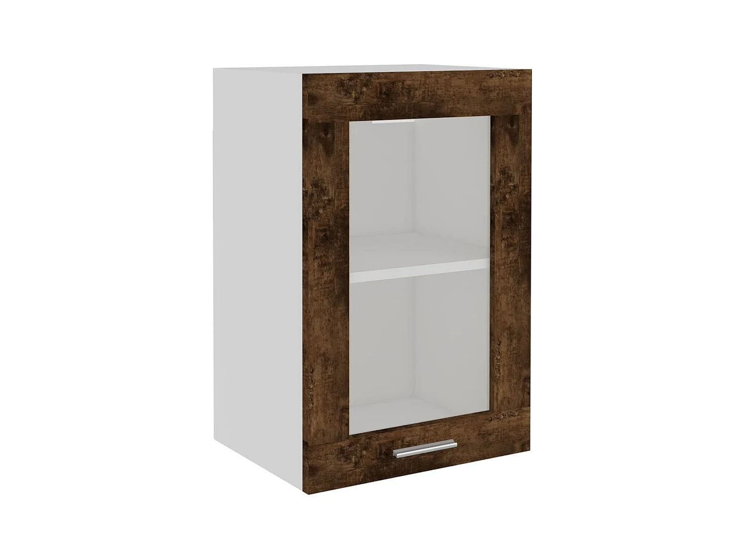 Wandkast Lyon 40x31x60 cm glas en bewerkt hout gerookt eikenkleurig