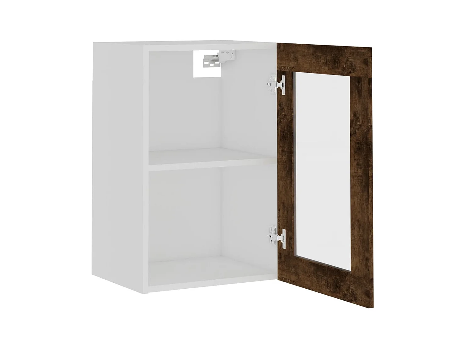 Wandkast Lyon 40x31x60 cm glas en bewerkt hout gerookt eikenkleurig
