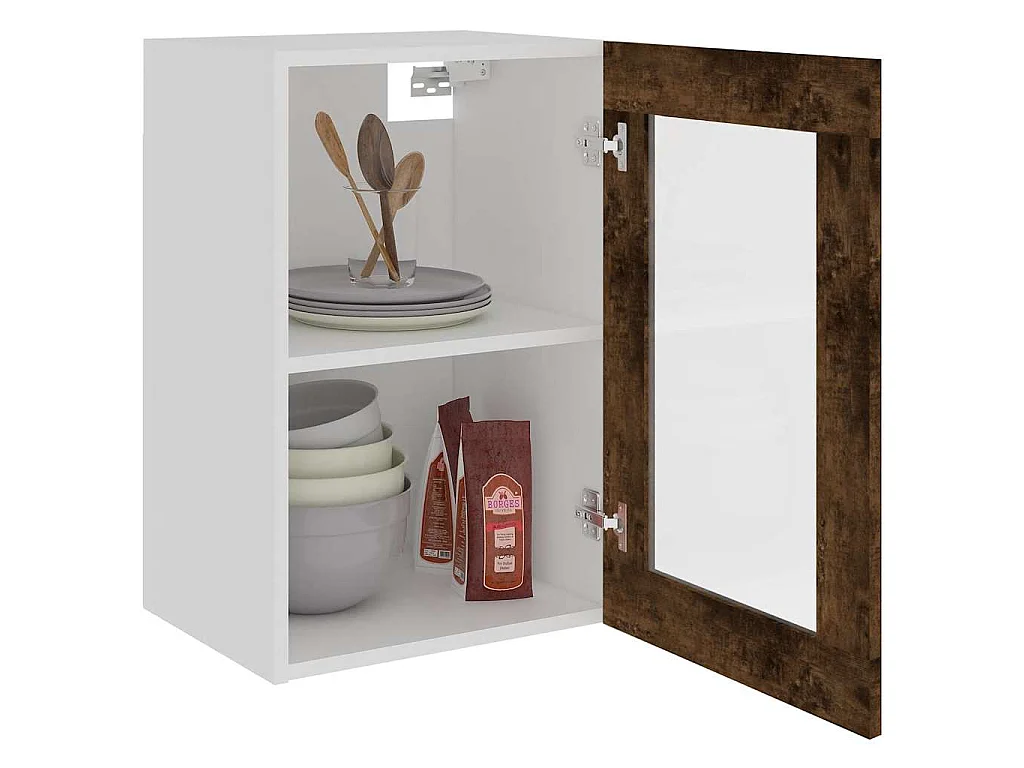 Vitrine suspendue "Lyon" Chêne fumé 40 x 31 x 60 cm Bois d'ingénierie