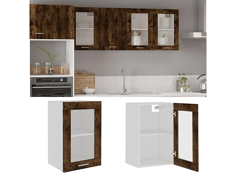 Vitrine suspendue "Lyon" Chêne fumé 40 x 31 x 60 cm Bois d'ingénierie