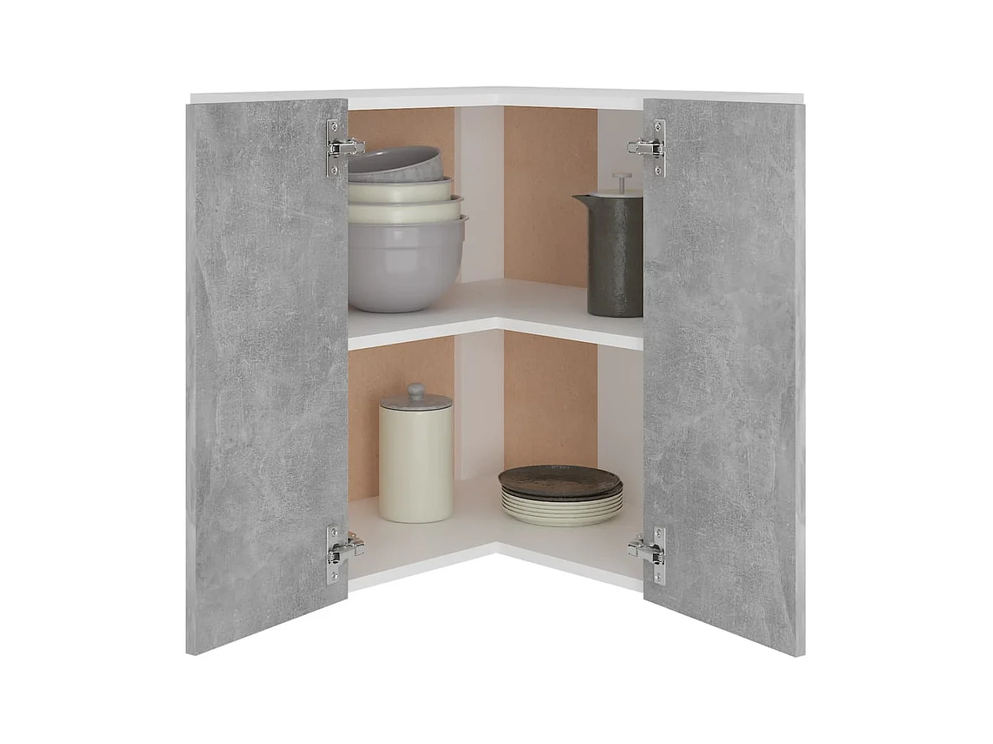 Armoire d'angle suspendue "Lyon" Gris béton 57 x 57 x 60 cm Bois d'ingénierie