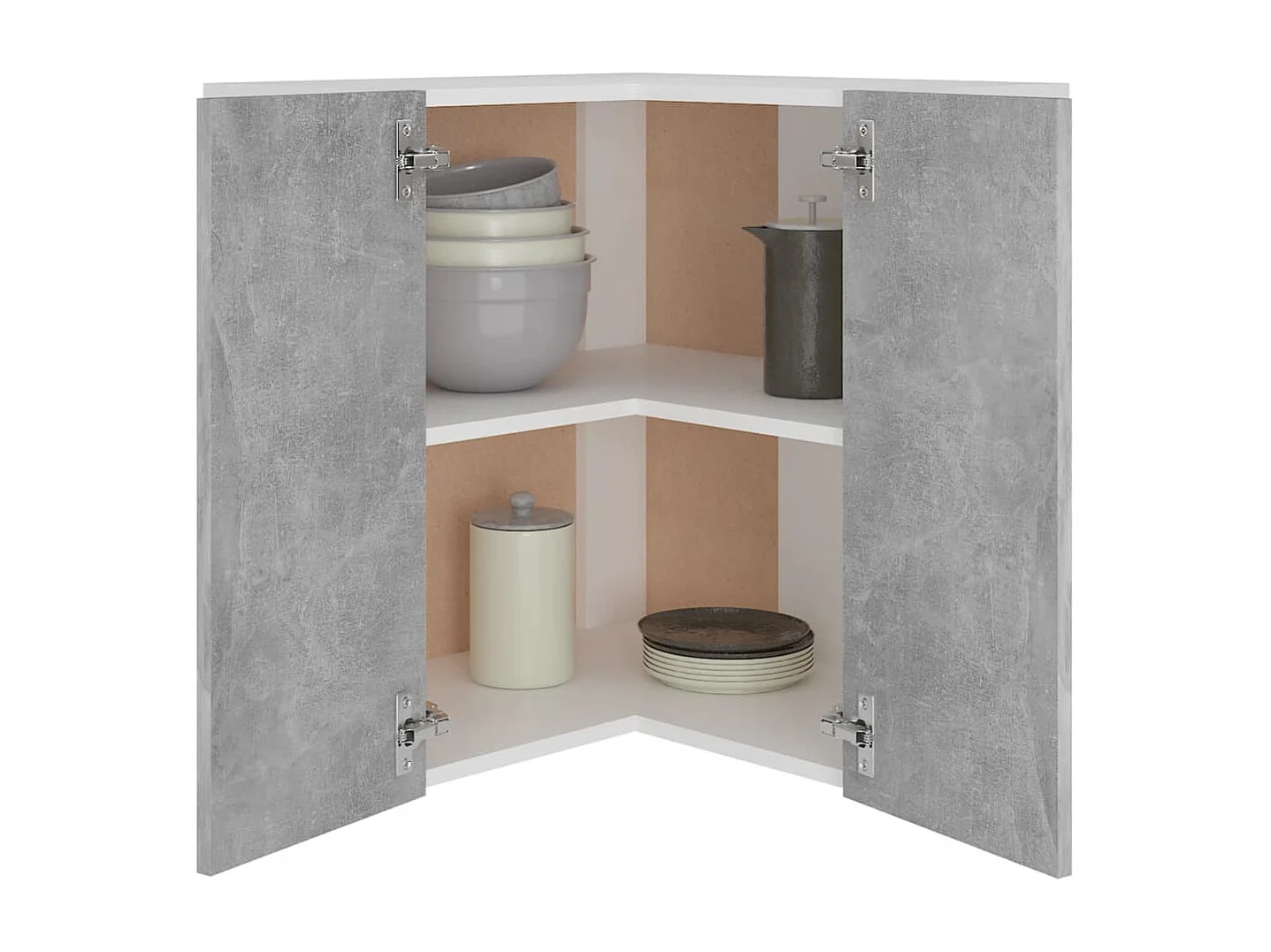 Armoire d'angle suspendue "Lyon" Gris béton 57 x 57 x 60 cm Bois d'ingénierie