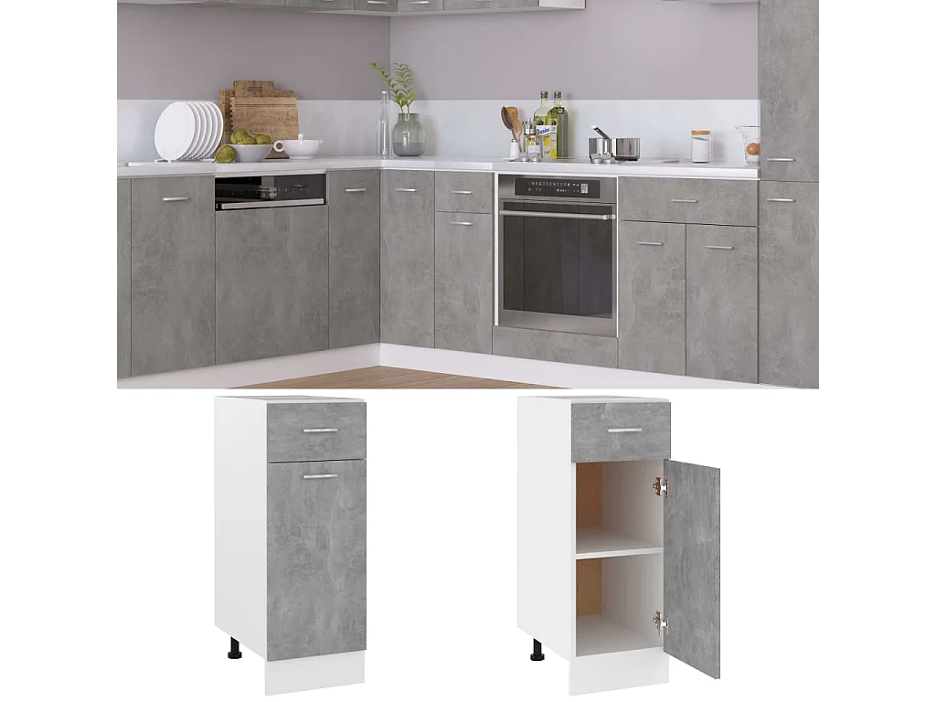 Onderkast met lade Lyon 30x46x81,5 cm bewerkt hout betongrijs