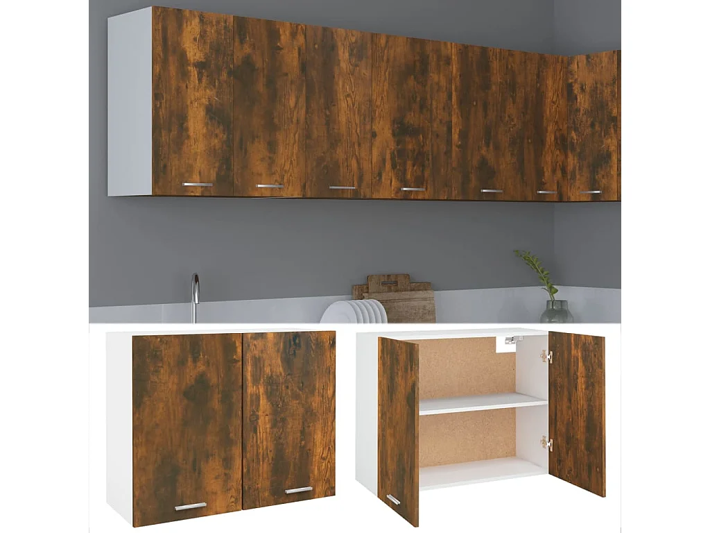 Armoire suspendue "Lyon" Chêne fumé 80 x 31 x 60 cm Bois d'ingénierie