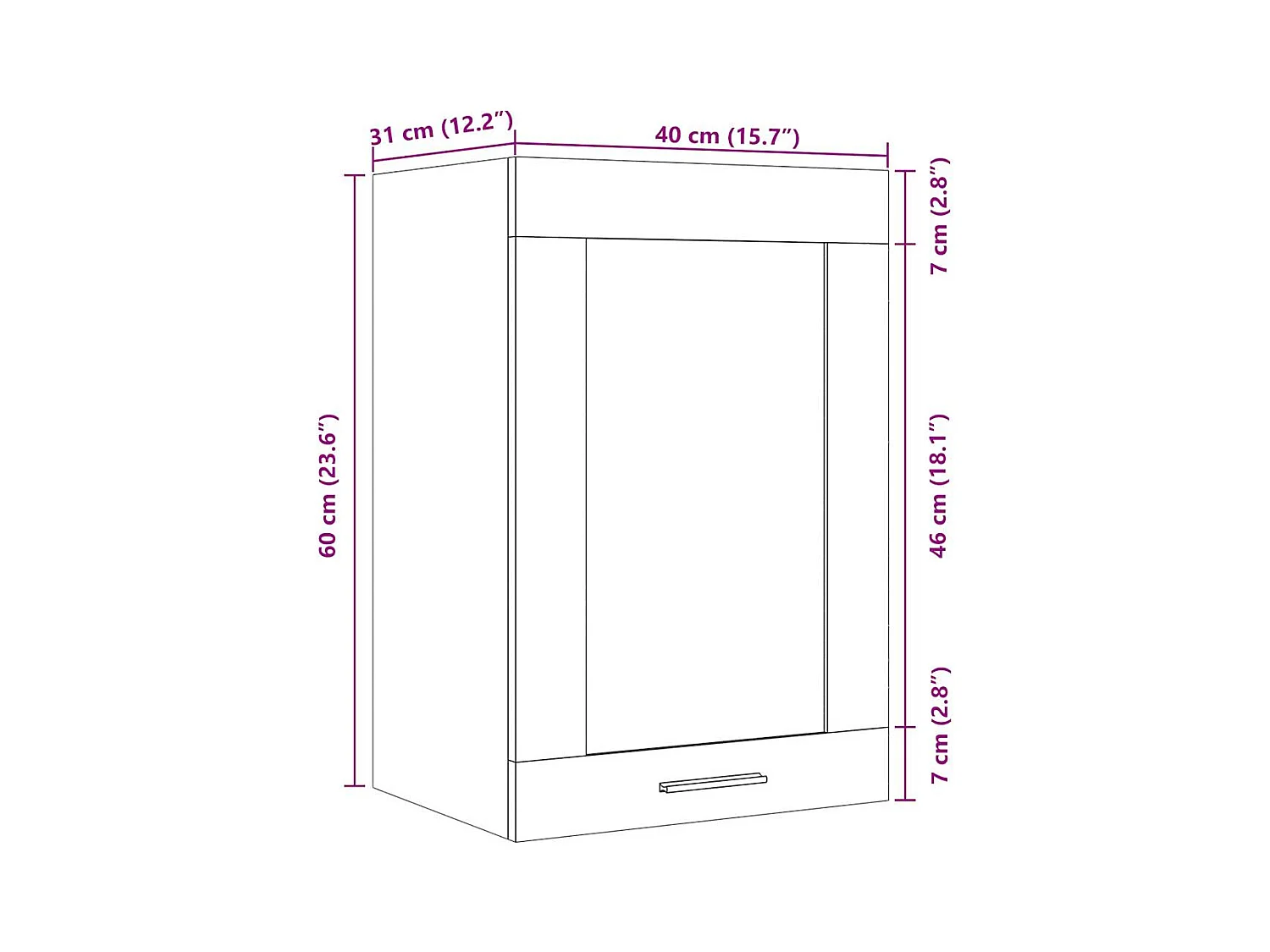 Hängeschrank Lyon Glas Artisan-Eiche 40x31x60 cm Holzwerkstoff