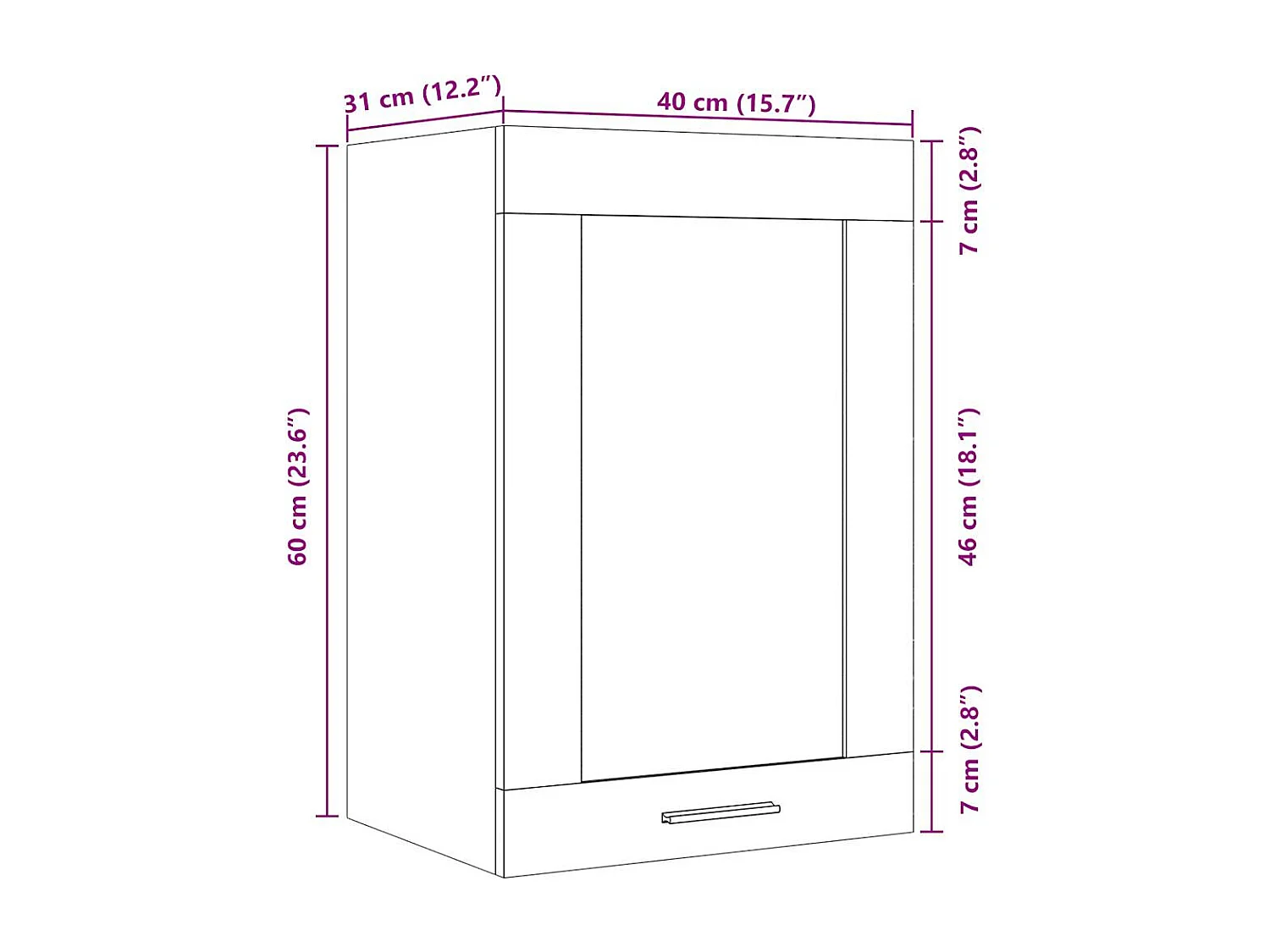 Armário suspenso “Lyon” 40x31x60cm carvalho artisiano