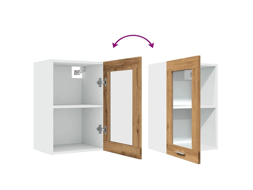 Vitrine suspendue "Lyon" Chêne artisanal 40 x 31 x 60 cm Bois d'ingénierie