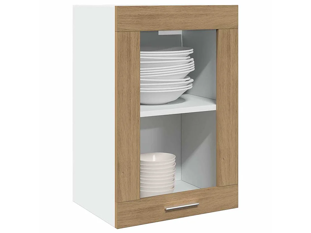 Vitrine suspendue Lyon Chêne artisanal 40x31x60 cm