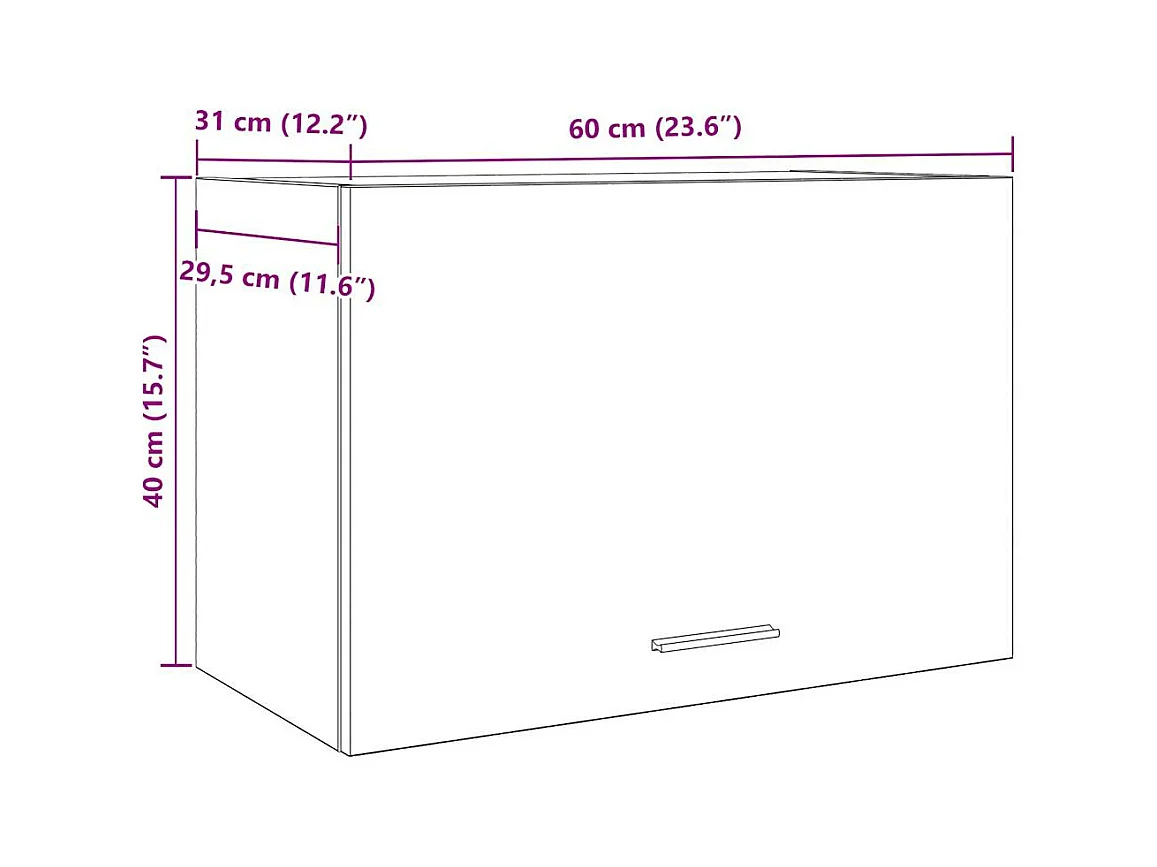 Armoire suspendue "Lyon" Chêne artisanal 60 x 31 x 40 cm Bois d'ingénierie