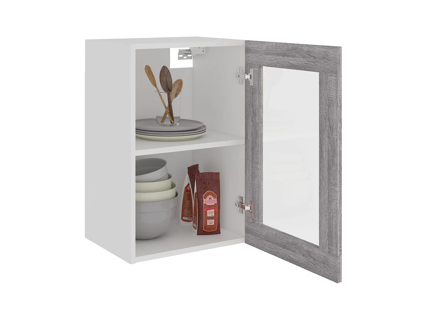 Vitrine suspendue "Lyon" Gris Sonoma 40 x 31 x 60 cm Bois d'ingénierie