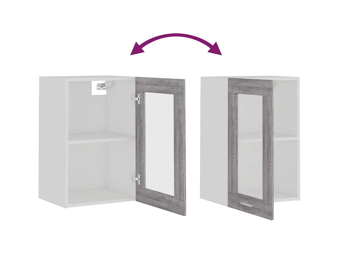 Vitrine suspendue "Lyon" Gris Sonoma 40 x 31 x 60 cm Bois d'ingénierie