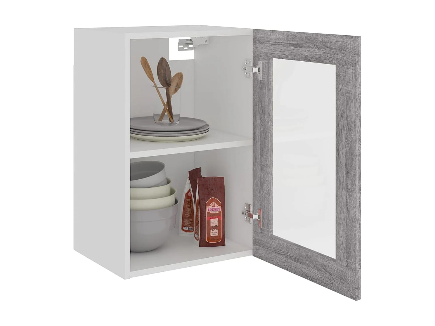 Vitrine suspendue "Lyon" Gris Sonoma 40 x 31 x 60 cm Bois d'ingénierie