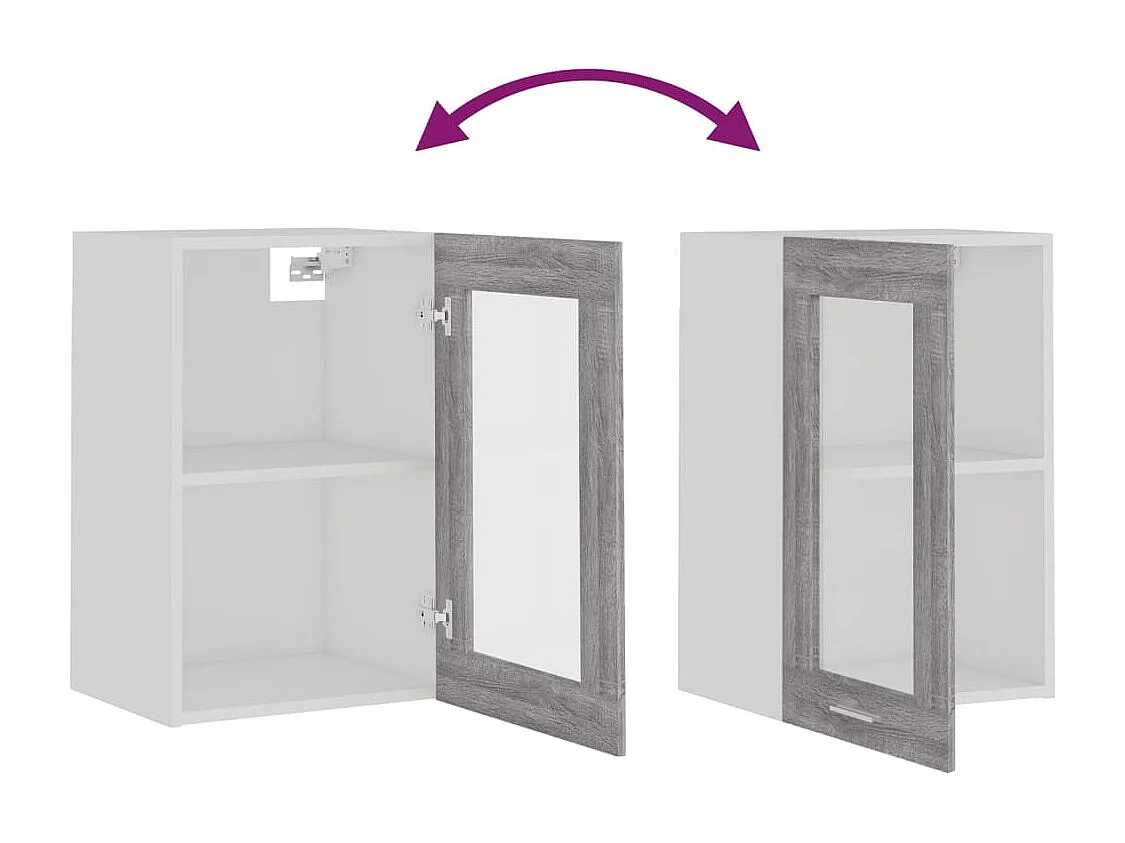 Vitrine suspendue "Lyon" Gris Sonoma 40 x 31 x 60 cm Bois d'ingénierie