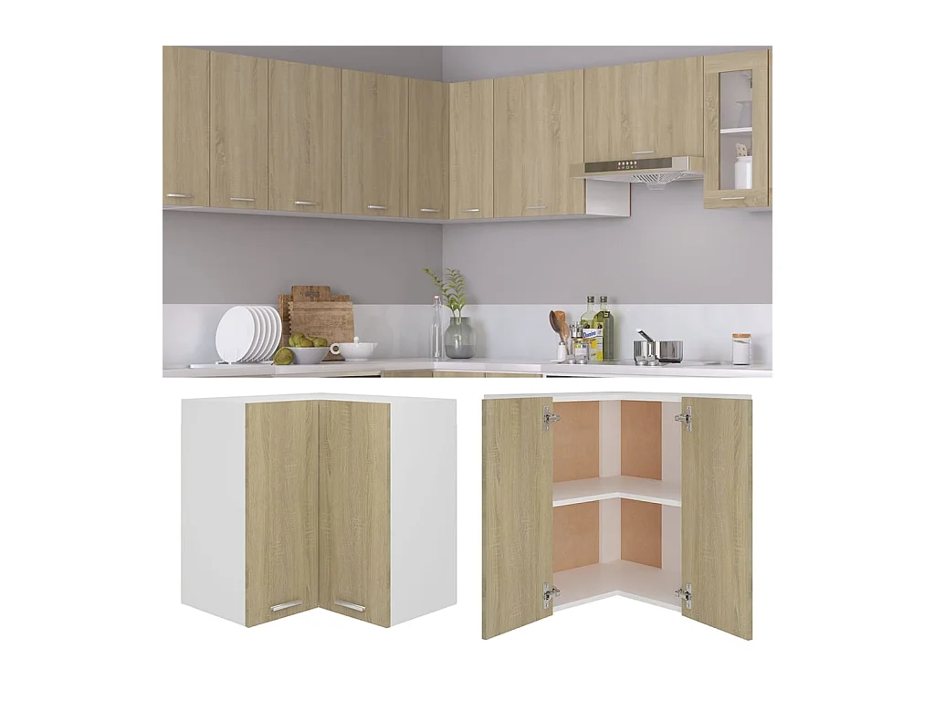 Armoire d'angle suspendue "Lyon" Chêne Sonoma 57 x 57 x 60 cm Bois d'ingénierie